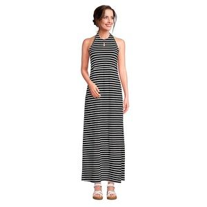 Lands' End Black and White Striped Dress